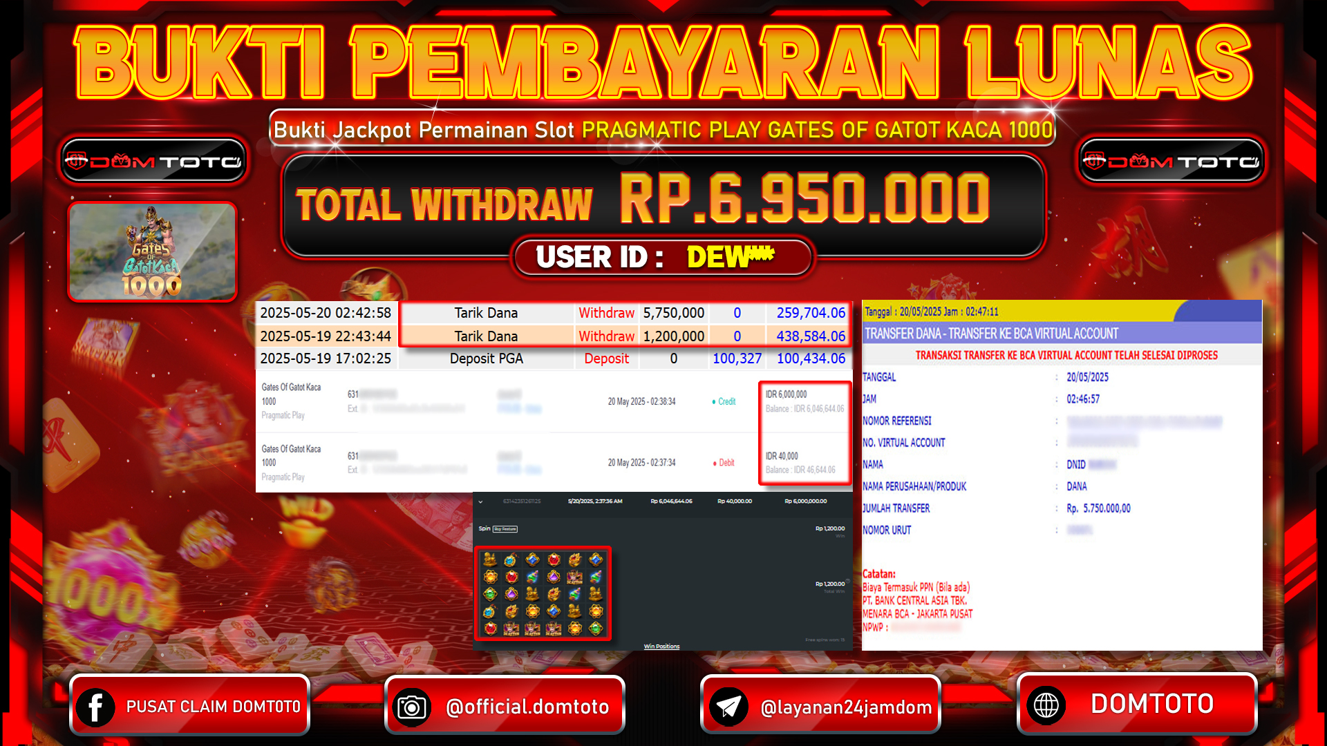 JACKPOT SLOT GATES OF GATOT KACA 1000 20 MEI 2025
